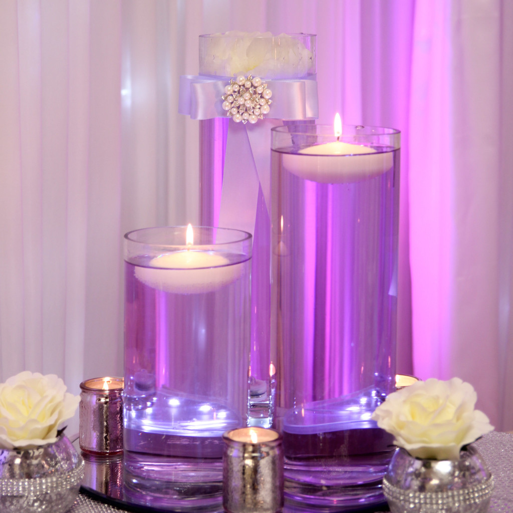 Purple Coloured Water Floating Candle Arrangement