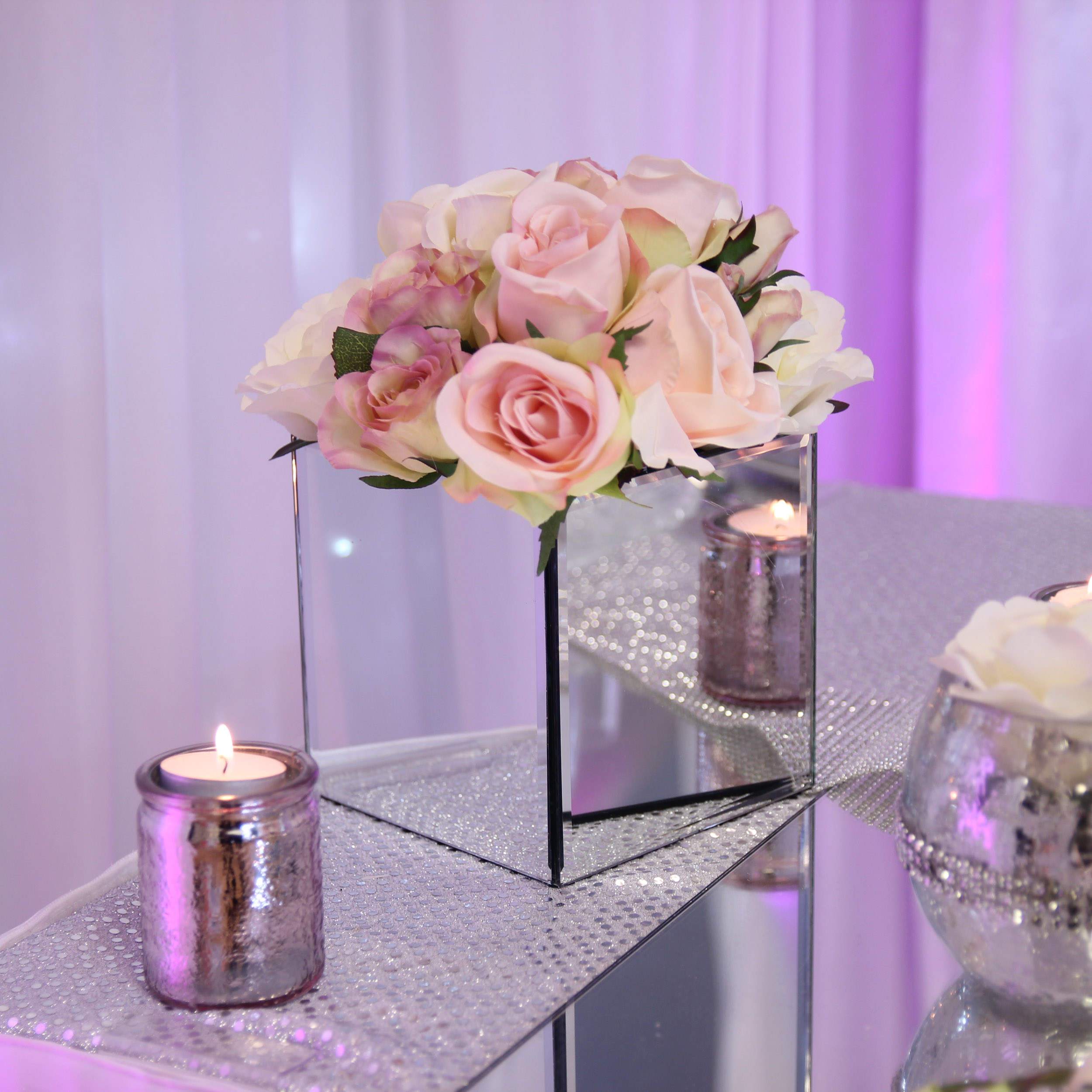 Mirror Cubed Vases Wedding Event Centrepieces *FOR HIRE* £5.00 each 