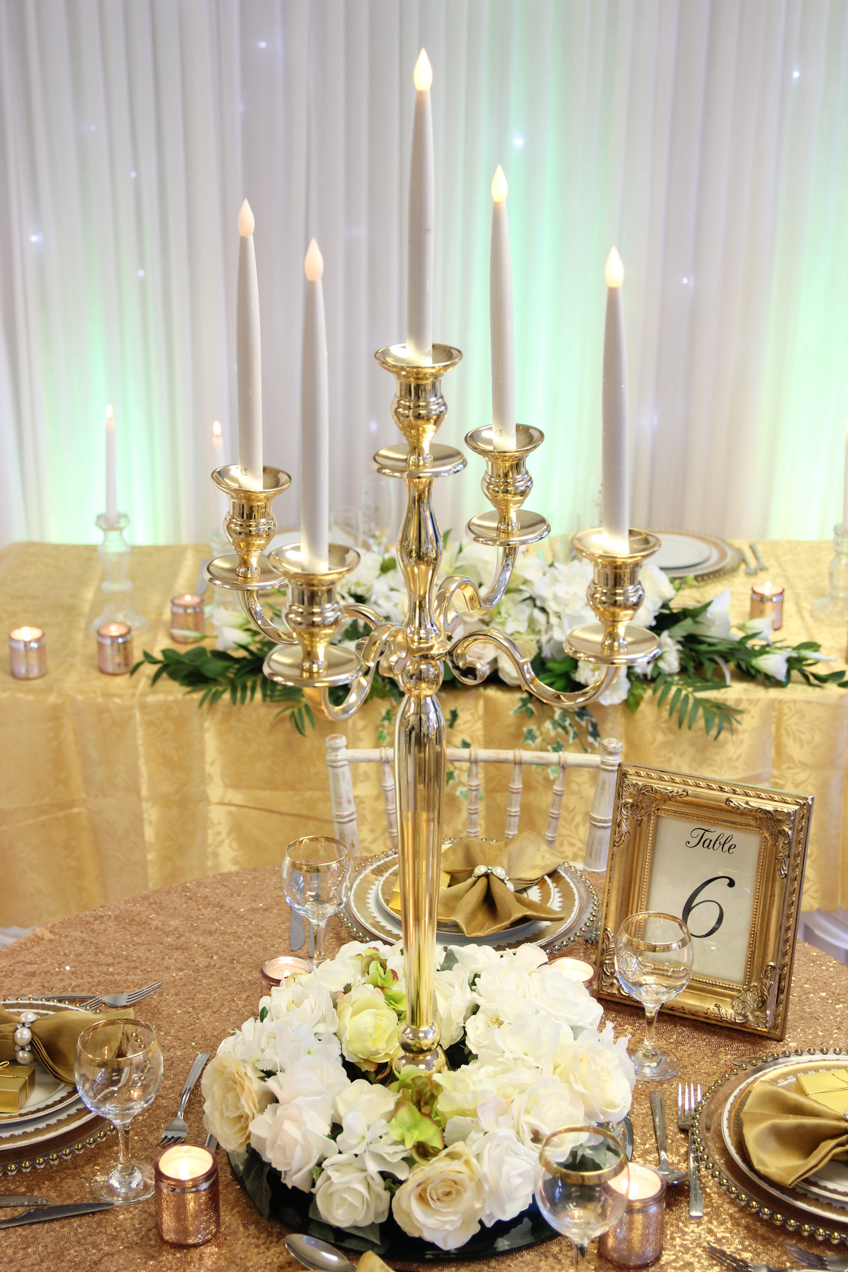 Gold Candelabra Table Centrepiece