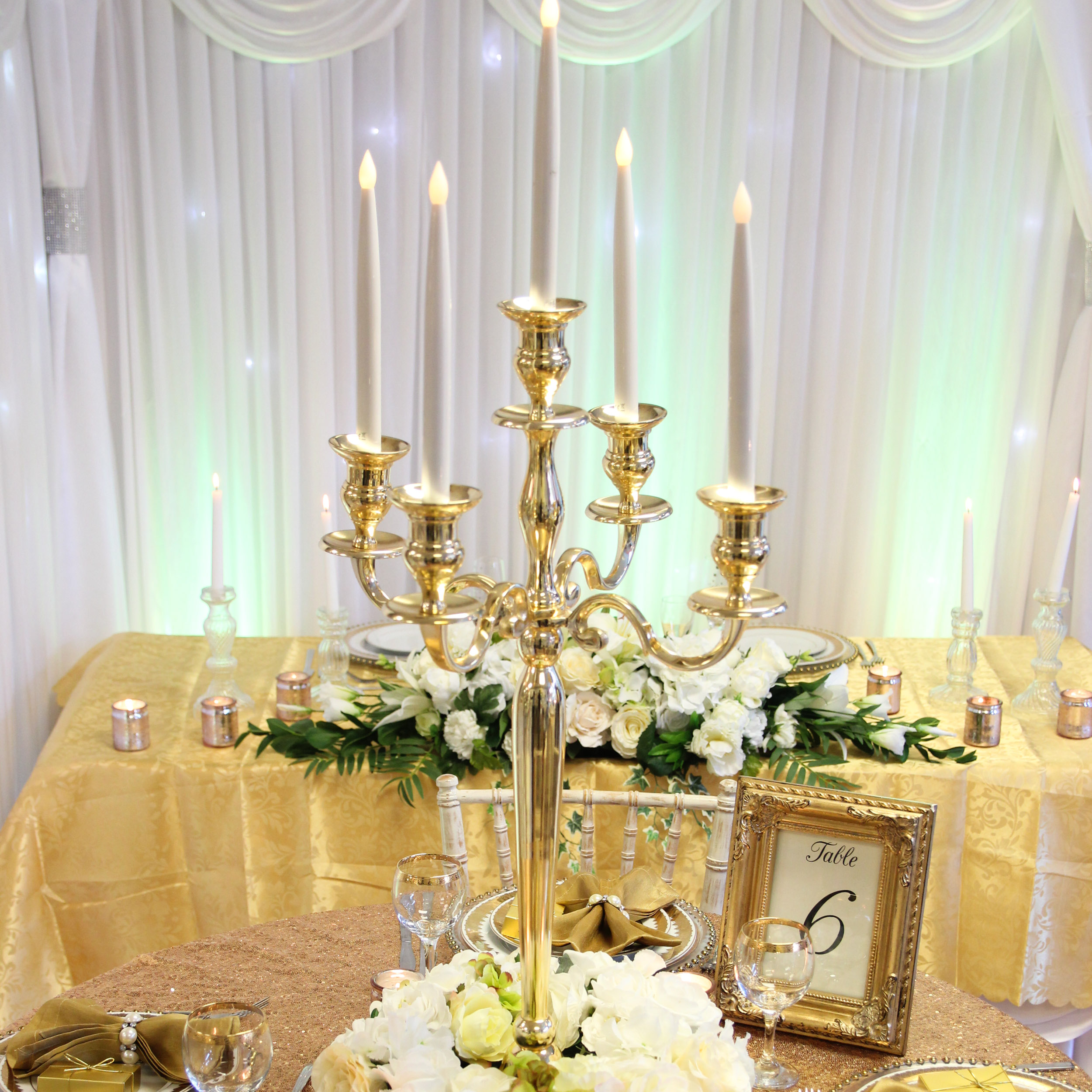 Gold Candelabra Table Centrepiece