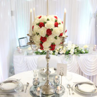 Silver Candelabra With Rose Ball