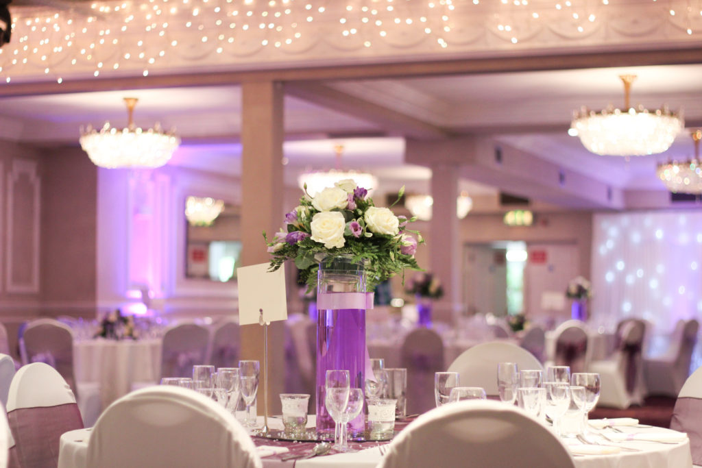 Purple Coloured Water Table Centrepiece