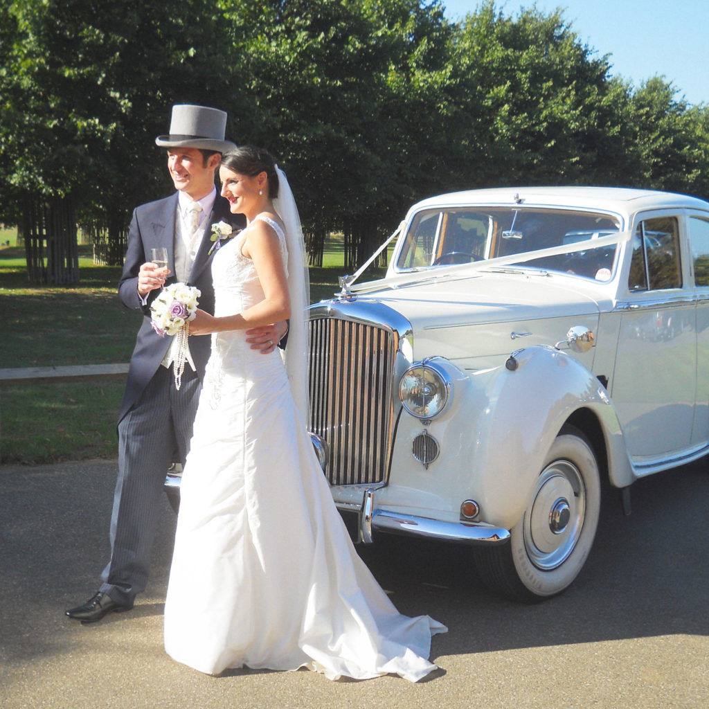 White Vintage Bentley Wedding Car