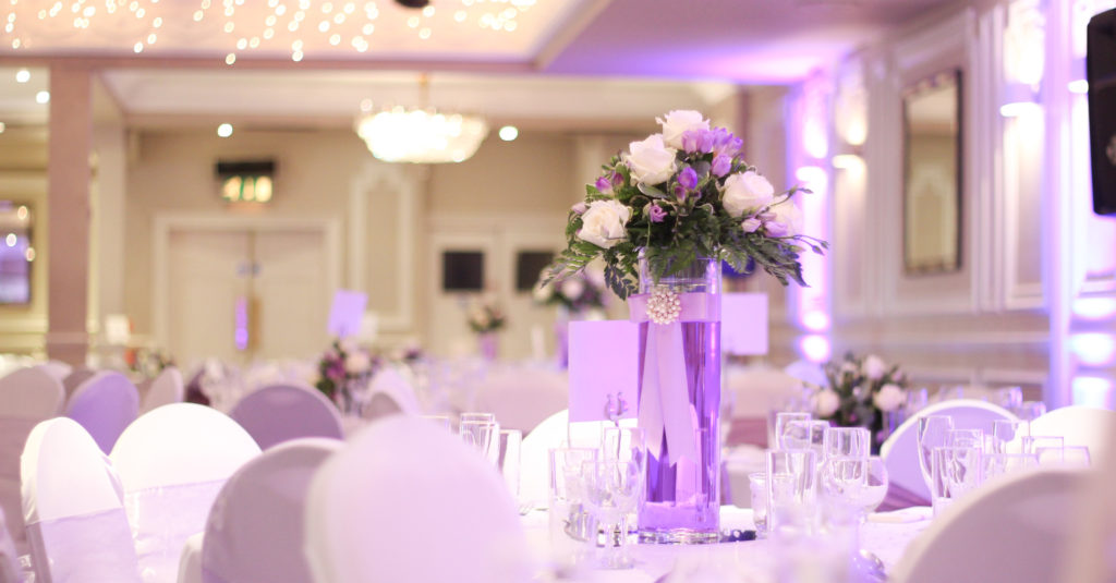 Lilac Coloured Water Table Centrepiece
