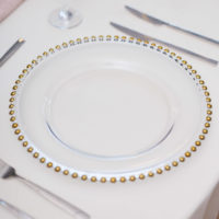 Gold Beaded Glass Charger Plates