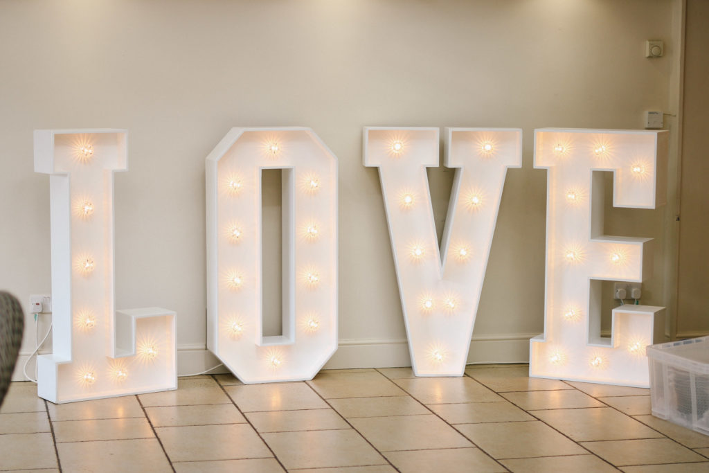 Illuminated LOVE sign