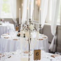 Silver Candelabra With Pearl Drapes